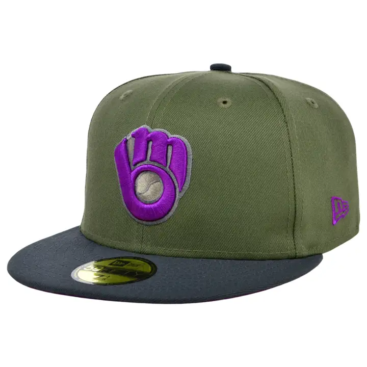 Casquette Milwaukee Brewers MLB Mossy Haze 59FIFTY Vert olive/gris/violet