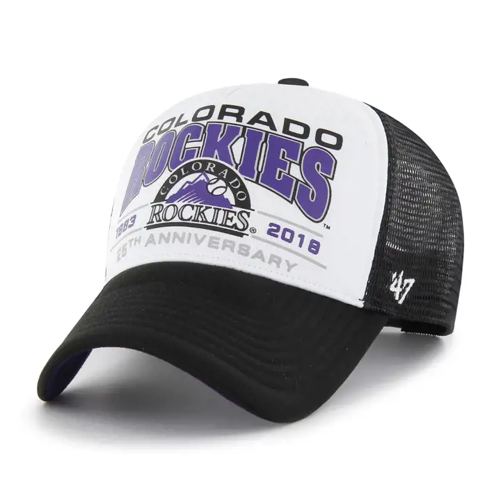 COLORADO ROCKIES MLB Casquette Trucker Noire Mousse Devant Champs