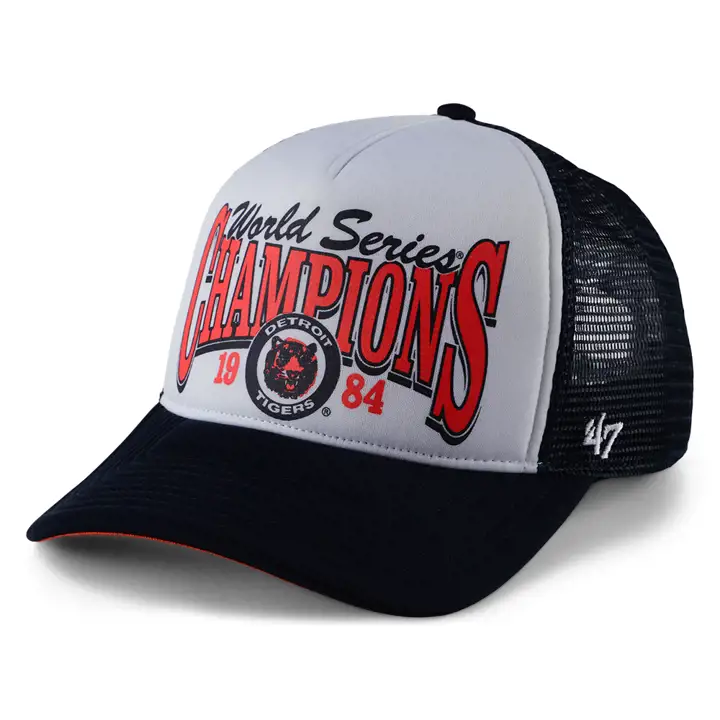 Casquette de camionneur Detroit Tigers MLB en mousse à l'avant, modèle Champs, couleur marine