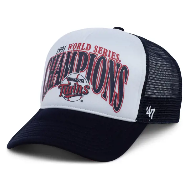 MINNESOTA TWINS MLB Casquette Camionneur Mousse Avant Champions MARINE