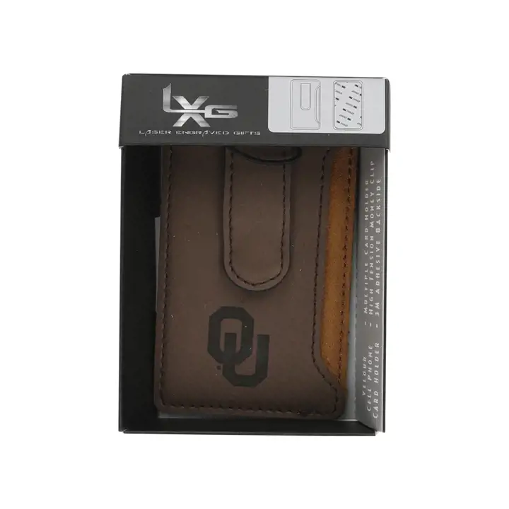 Porte-cartes pour téléphone portable en velours Oklahoma Sooners avec clip