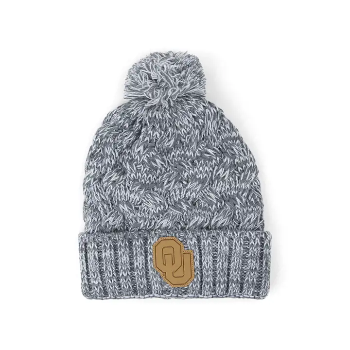 Oklahoma Sooners NCAA Wmns Leather Patch Pom gris