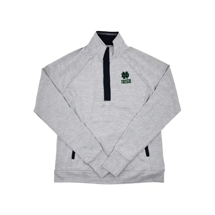 Notre Dame Fighting Irish NCAA Lillian chandail en molleton à col pressionné 1/4 GRIS
