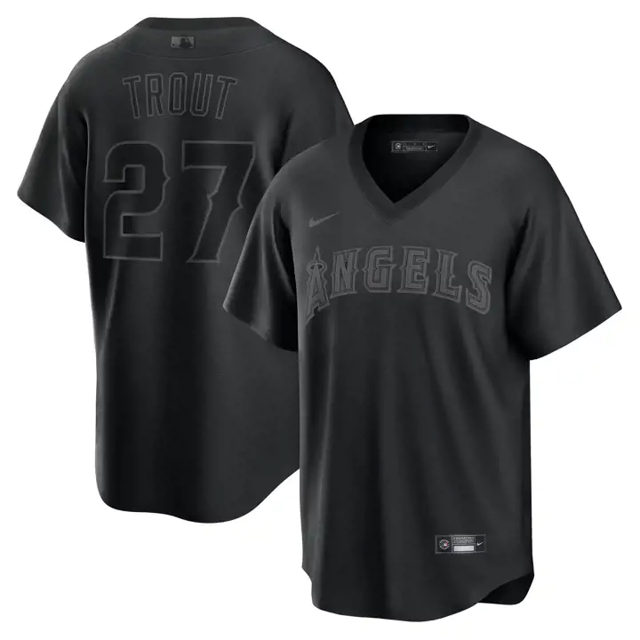 Los Angeles Angels MLB Pitch Black Tonal Replica Jersey noir/