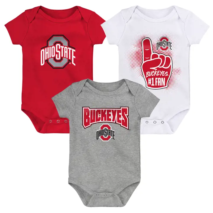 Ensemble 3 pièces de nouveau-né NCAA Game On des Buckeyes d'Ohio State, taille 22, rouge