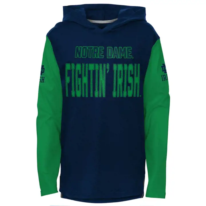 T-shirt à capuche à manches longues Notre Dame NCAA Youth Heritage 22 marine/gris
