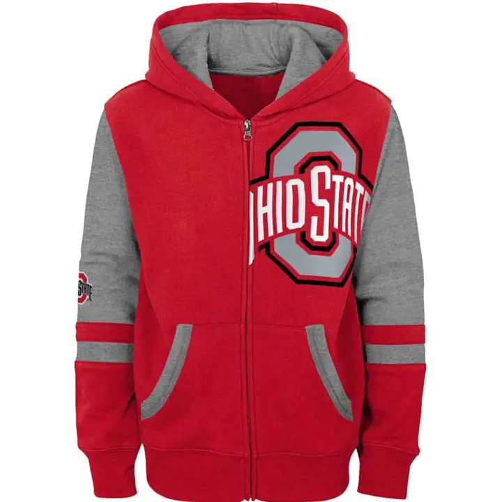 Sweat à capuche zippé enfant Ohio State Buckeyes NCAA Stadium 22 rouge/gris
