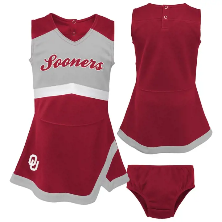 Oklahoma Sooners NCAA Tod Ensemble pom-pom girl capitaine 22 cramoisi/gris