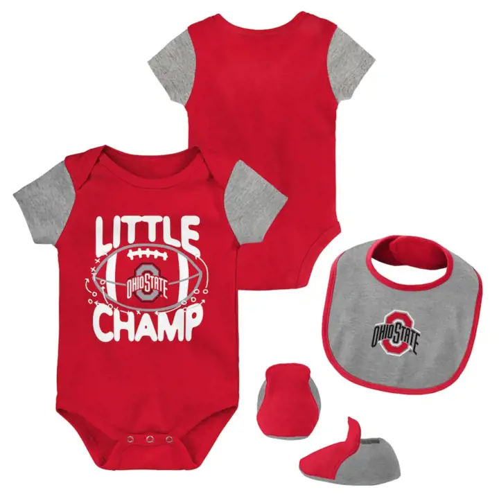 Ensemble bavoir et chaussons Ohio State Buckeyes NCAA Inf Little Champ 2