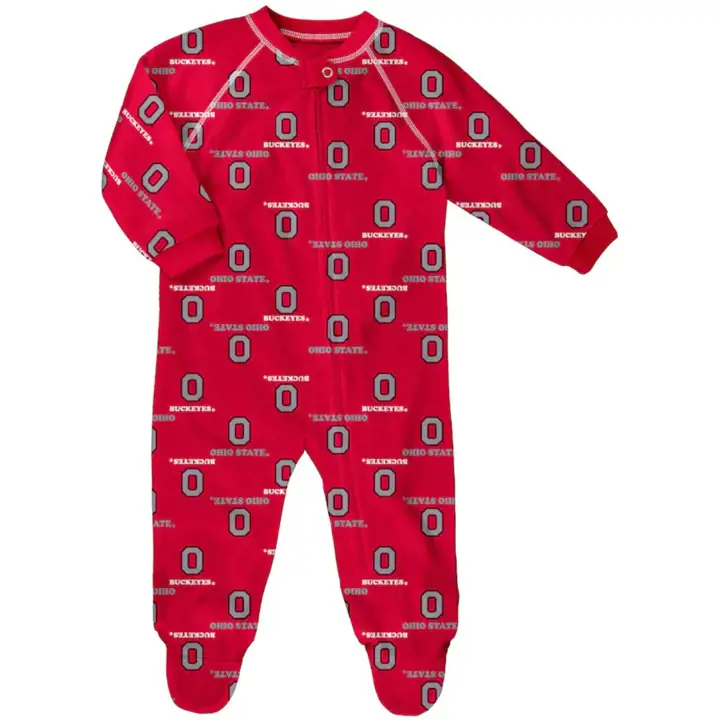 Grenouillère raglan entièrement zippée Ohio State Buckeyes NCAA pour bébés Rouge