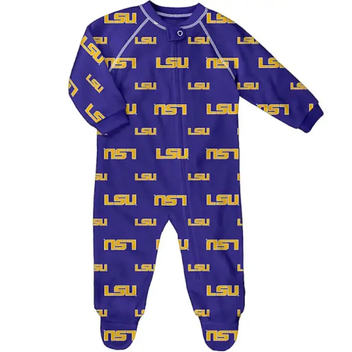L.S.U. NCAA Grenouillère en molleton zippé à manches raglan