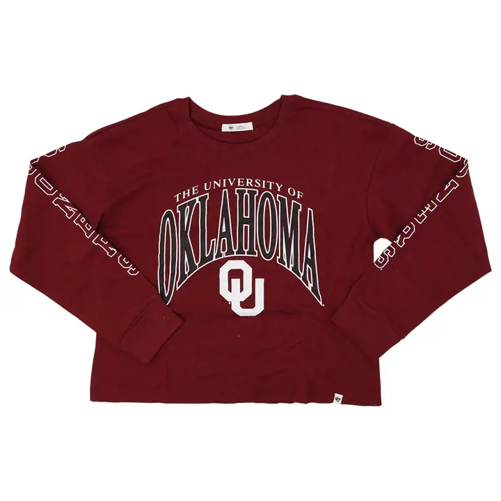 T-shirt recadré à manches longues Oklahoma Sooners NCAA Parkway CRÉDIT