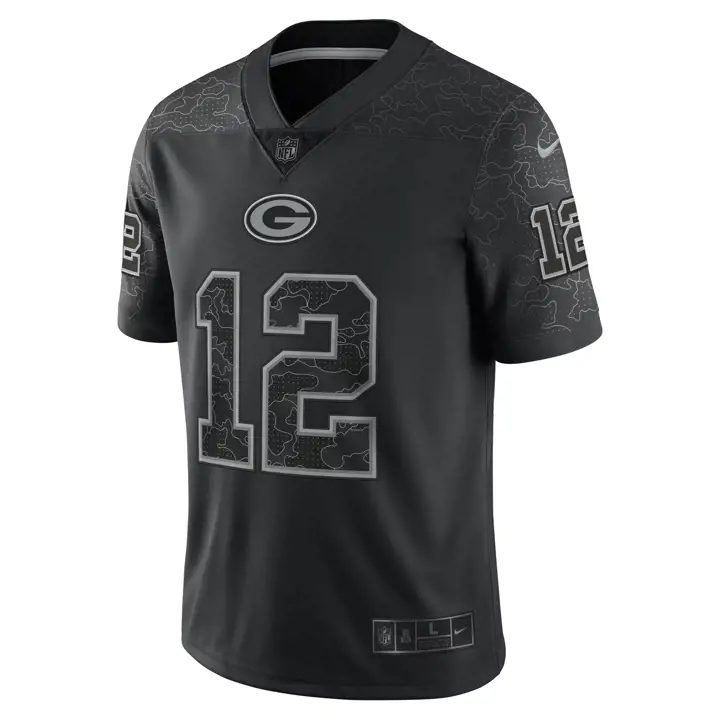 Maillot de football américain réfléchissant édition limitée Aaron Rodgers des Green Bay Packers