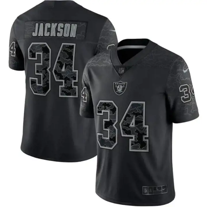 LAS VEGAS RAIDERS NFL Maillot Réfléchissant Édition Limitée Bo Jackson b