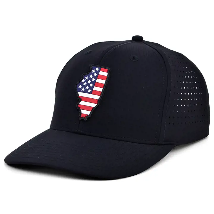 ILLINOIS RUBBER PATCH DRAPEAU USA REMPLI noir
