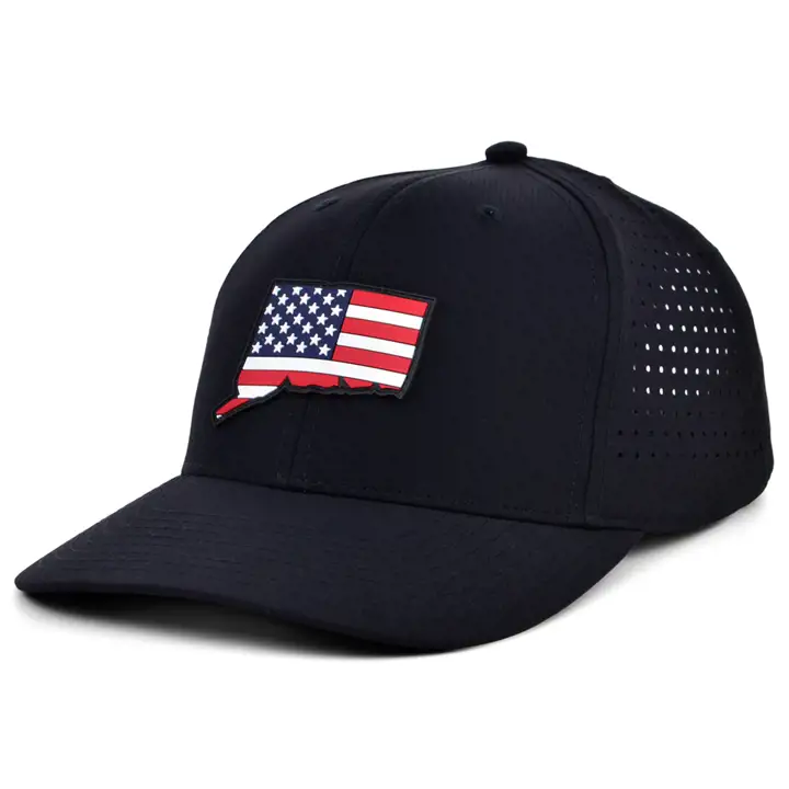 CONNECTICUT ÉCUSSON EN CAOUTCHOUC DRAPEAU AMÉRICAIN REMPLISSAGE NOIR