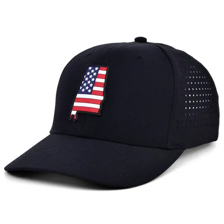 ÉCUSSON CAOUTCHOUC ALABAMA DRAPEAU AMÉRICAIN FOND NOIR