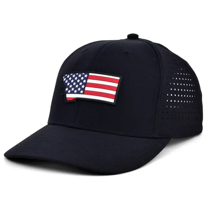 MONTANA PATCH CAOUTCHOUC DRAPEAU AMÉRICAIN FOND NOIR