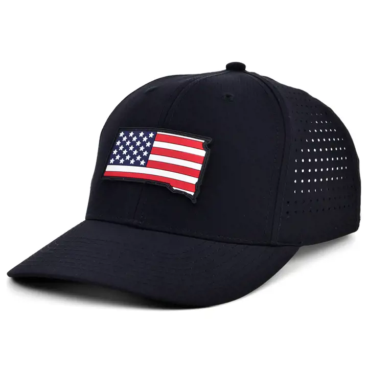 SOUTH DAKOTA ÉCUSSON CAOUTCHOUC DRAPEAU AMÉRICAIN REMPLI noir