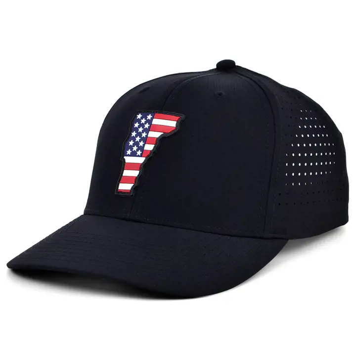 ÉCUSSON CAOUTCHOUC VERMONT DRAPEAU AMÉRICAIN FOND NOIR