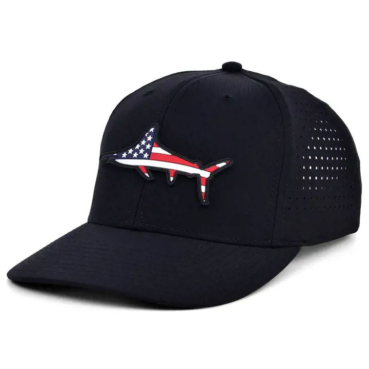 MARLIN ÉCUSSON CAOUTCHOUC ANIMAL DRAPEAU USA REMPLI noir