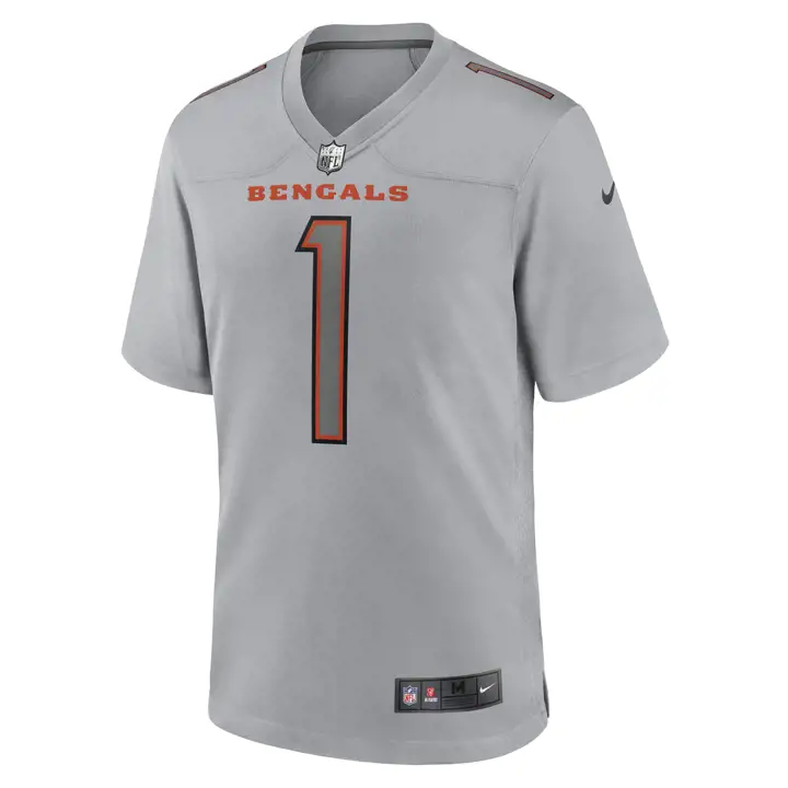 Maillot de match NFL Bengals Ambiance JaMarr Chase GRY