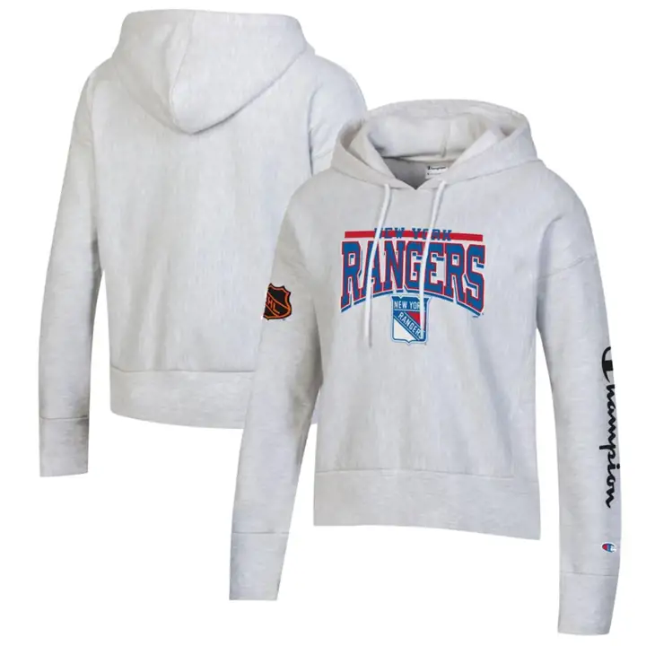 Chandail à capuchon court LNH Rangers de New York pour femme collection OB gris