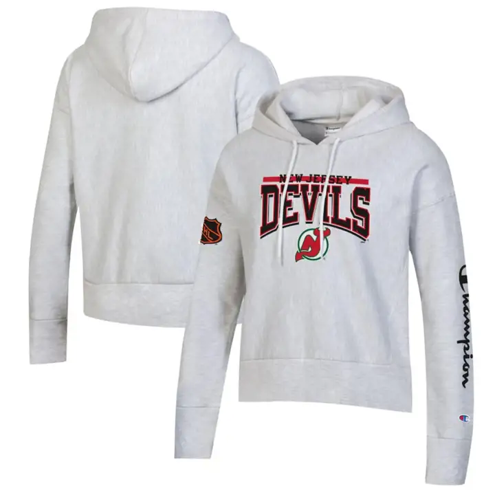 New Jersey Devils LNH Collection OB Femme Chandail Court à Capuchon gris