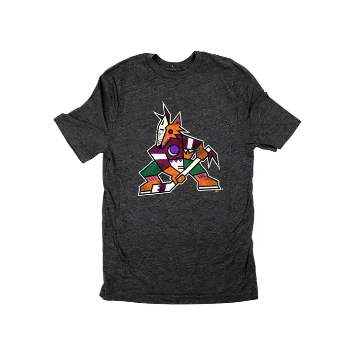 T-shirt AZ COYOTES NHL vintage en tricot chiné avec logo Prime noir