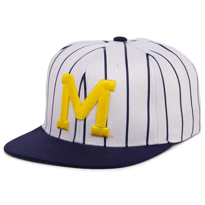 Michigan Wolverines NCAA Pinstripe Snap blanc/marine
