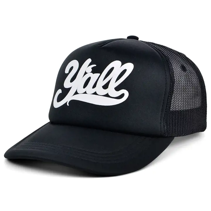 Casquette Trucker en mousse à la mode « Y'all » BLK/WHT Ordinary Crowns