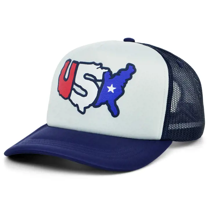 Ordinary Crowns Pop Culture Casquette de camionneur en mousse USA Carte du monde BLA/NA