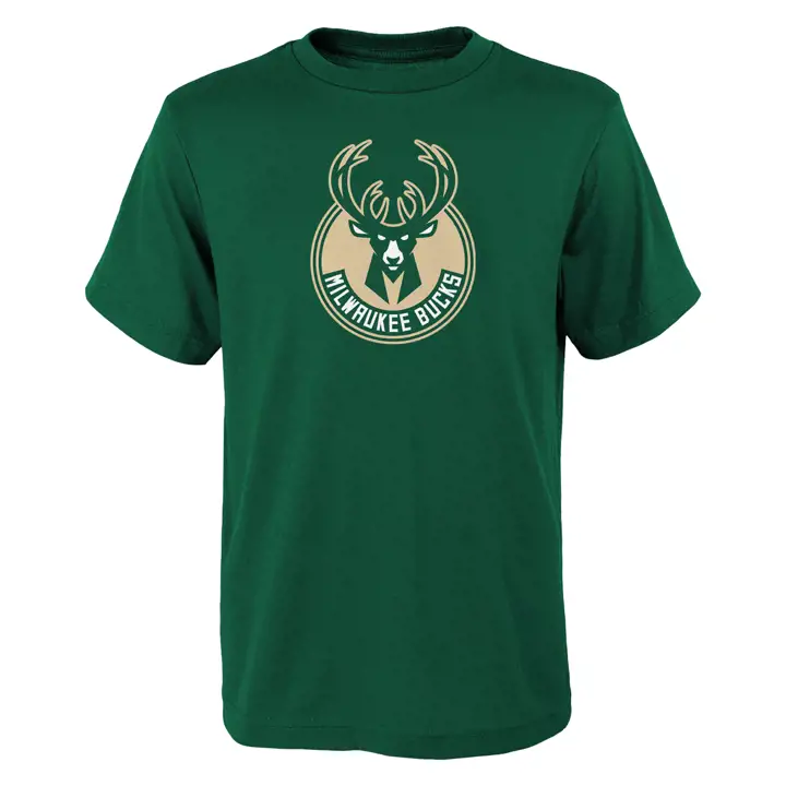 T-shirt vert à logo principal pour jeunes des Milwaukee Bucks NBA