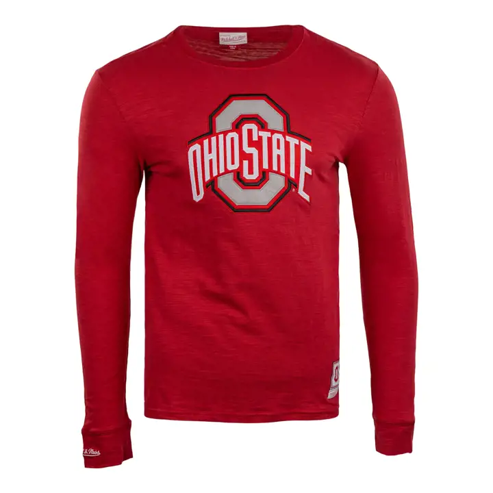 Ohio State Buckeyes NCAA T-shirt Manches Longues Slub Légendaire Rouge