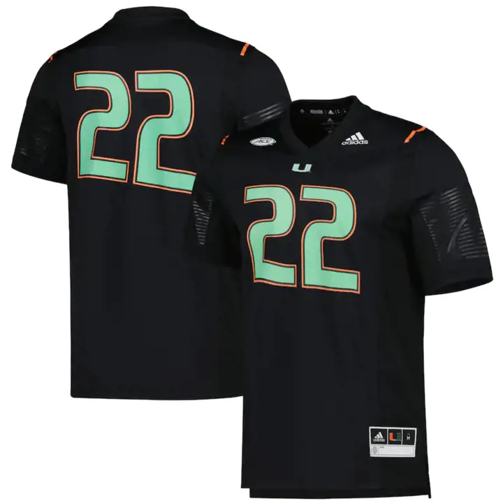Maillot de match Miami Hurricanes NCAA Strategy 22 NOIR