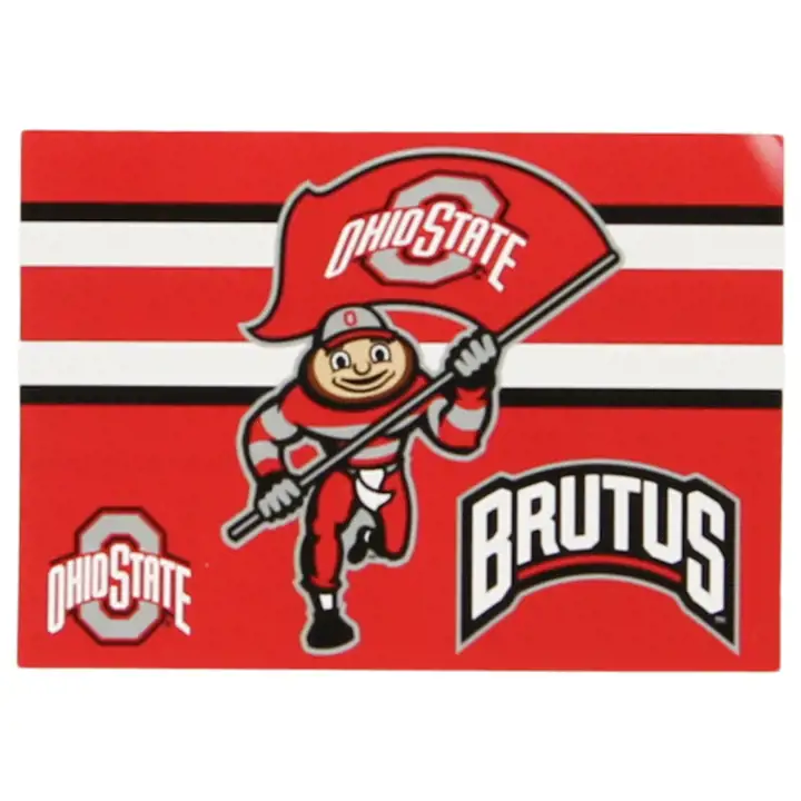 Carte postale des Buckeyes d'Ohio State - Brutus brandissant le drapeau