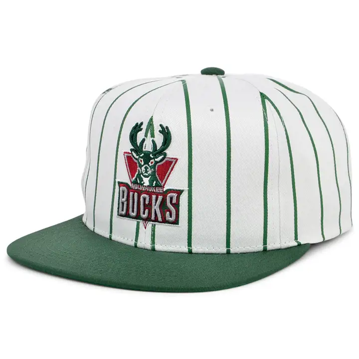 Casquette snapback à rayures Milwaukee Bucks NBA King blanc/vert foncé/vert HW