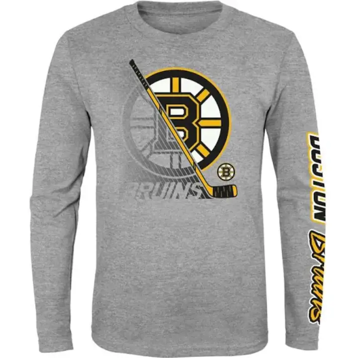 T-shirt à manches longues Boston Bruins NHL Youth Split Speed  gris