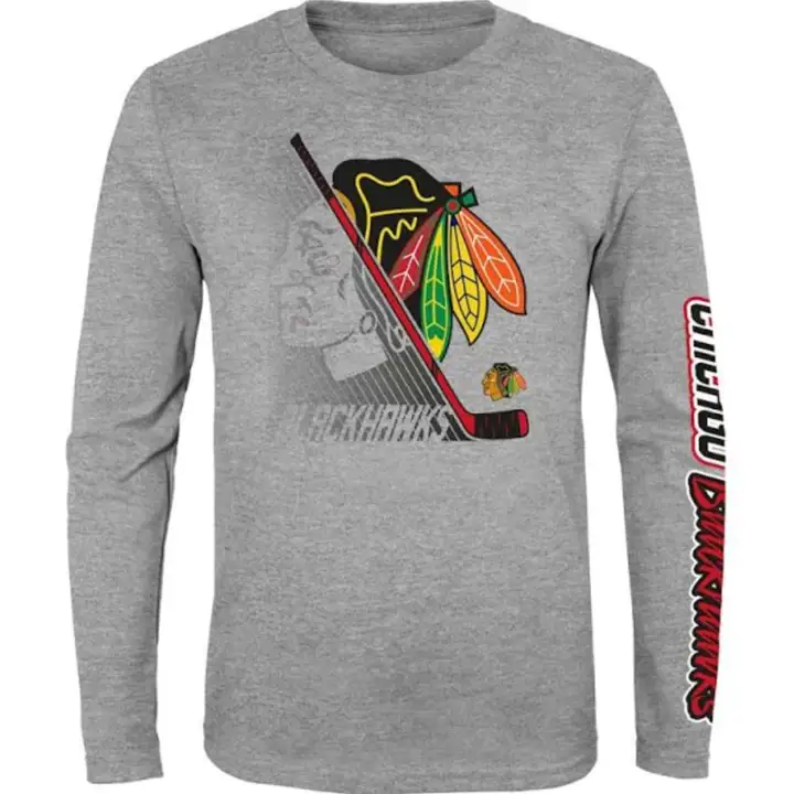 T-shirt L/S Youth Split Speed NHL Chicago Blackhawks  gris