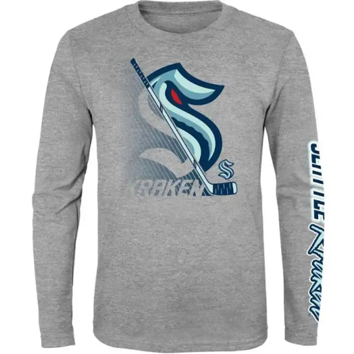 T-shirt jeune à manches longues Seattle Kraken NHL Split Speed gris