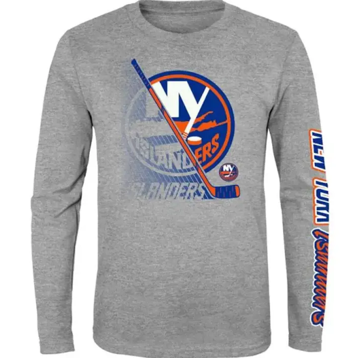 T-shirt jeune des Islanders de New York LNH Split Speed manches longues gris