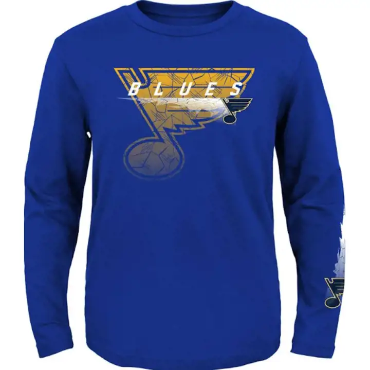 St. Louis Blues NHL Youth Cracked Ice L/S T-Shirt  Blue