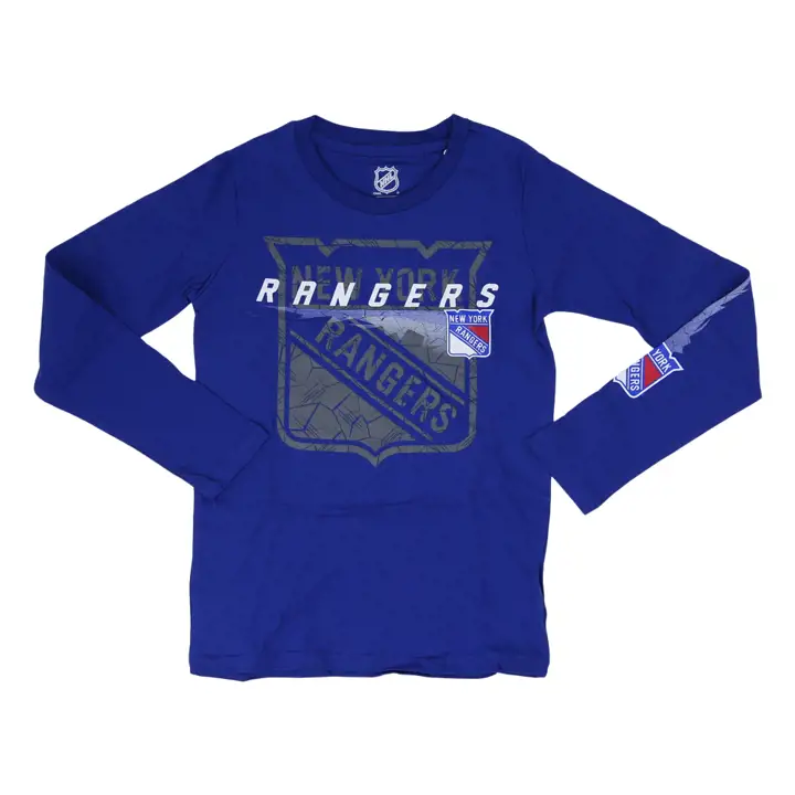 T-shirt à manches longues en molleton glacé New York Rangers NHL pour enfant - Bleu