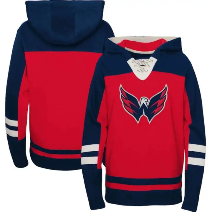 Chandail à capuchon Lacer sans âge pour jeunes de la LNH Washington Capitals marine/rouge