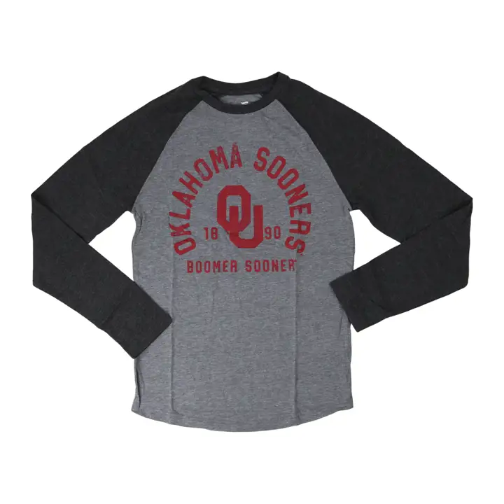 Haut à manches longues raglan avec motif balle Oklahoma Sooners NCAA 22 GRIS/CHARBON