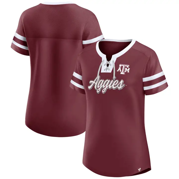 Texas A&M Aggies NCAA pour femme, haut original à lacets avec col en V