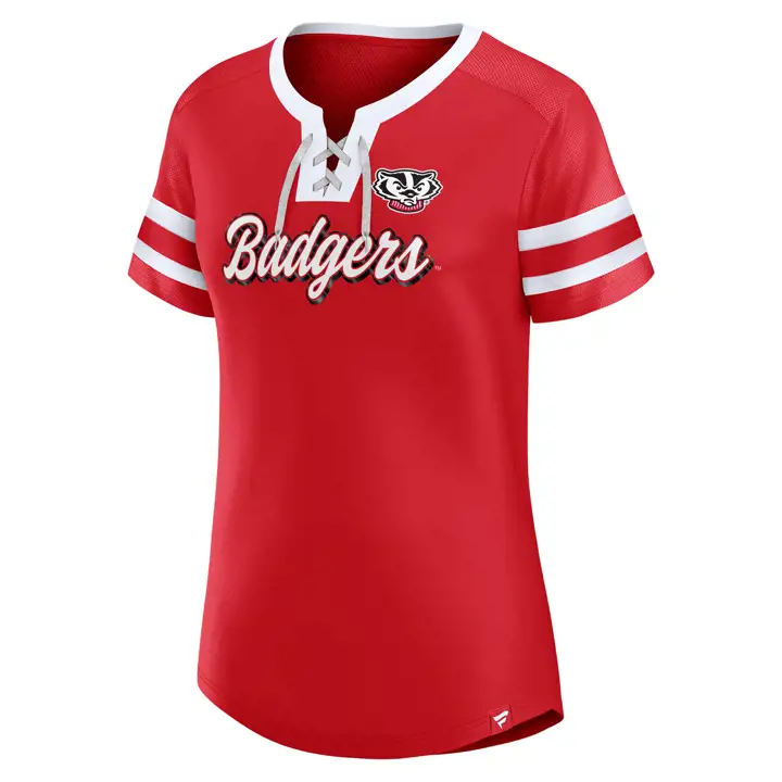 Haut à lacets en V pour femme Wisconsin Badgers NCAA, modèle Original State