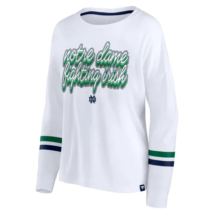 T-shirt manches longues rétro Notre Dame Fighting Irish NCAA pour femme