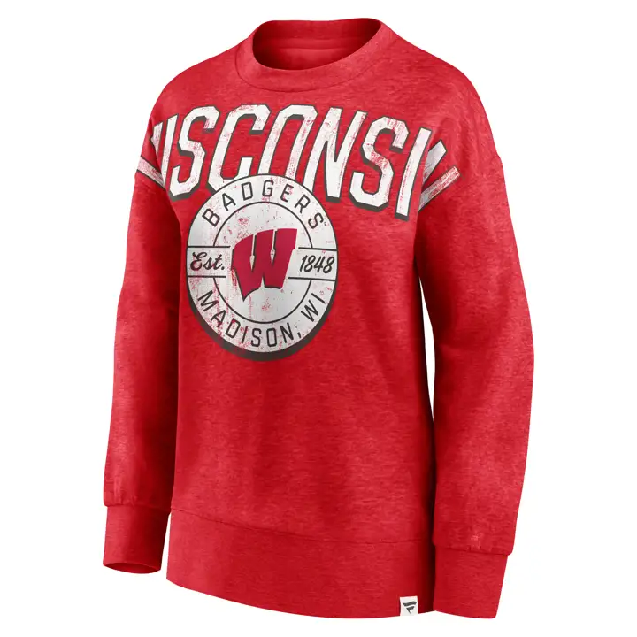Sweat-shirt ras du cou de distribution de saut NCAA pour femmes Wisconsin Badgers