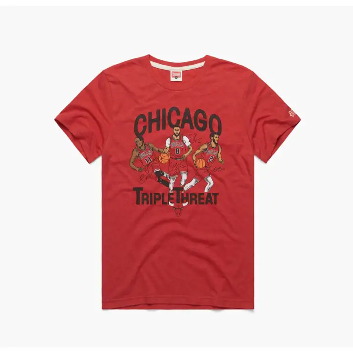 Chicago Bulls NBA Triple Threat Rouge Derozan/Ball/Lavine